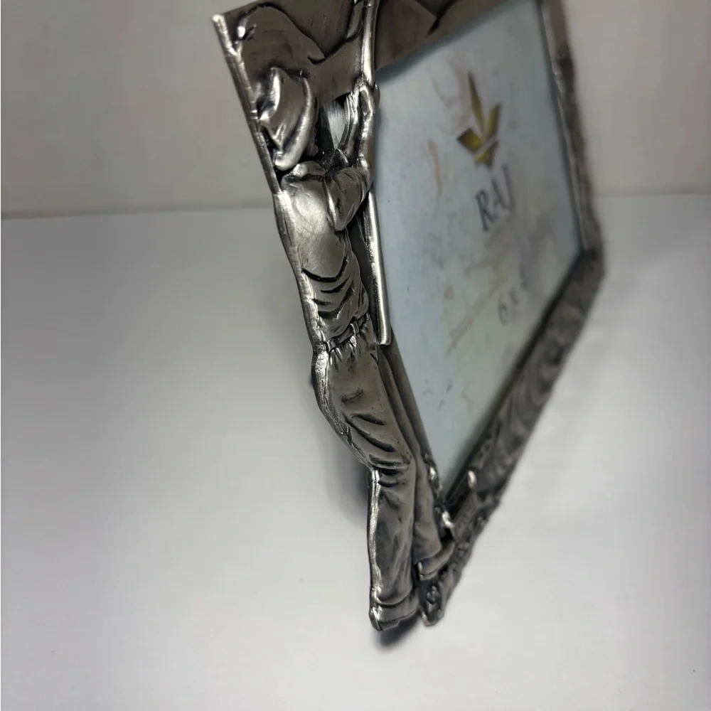 RAJ Fishing Themed Picture Photo Frame Metal Heavy Raised Fisherman Pole Fish